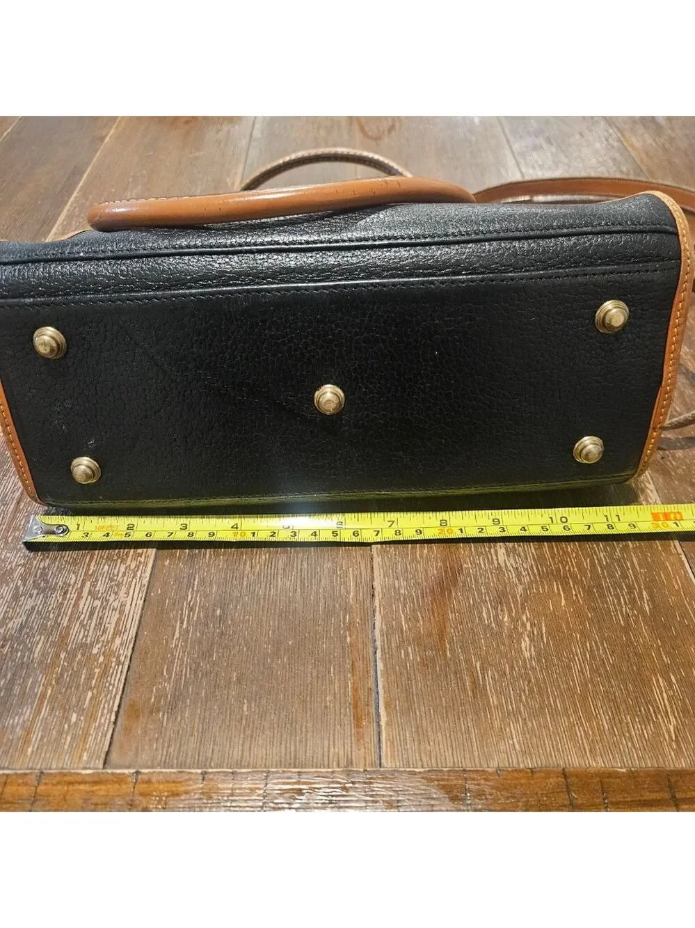 Women's Dooney & Bourke Vintage Pebbled Leather Buckle Satchel Black Brown